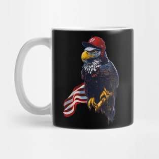 ai generated design for 4th of July, an eagle, a flag and a baseball hat Mug